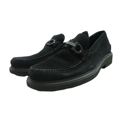 Black Suede Gancini Loafers