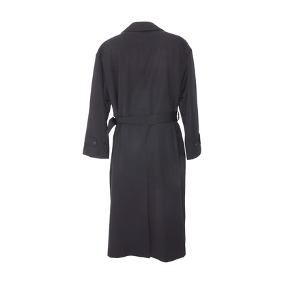 Vintage Black Belted Double-Breasted Trench Coat