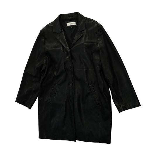 Black Plus Solid Leather Coat
