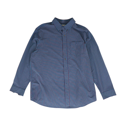 Navy Plaid Long Sleeve Button Down