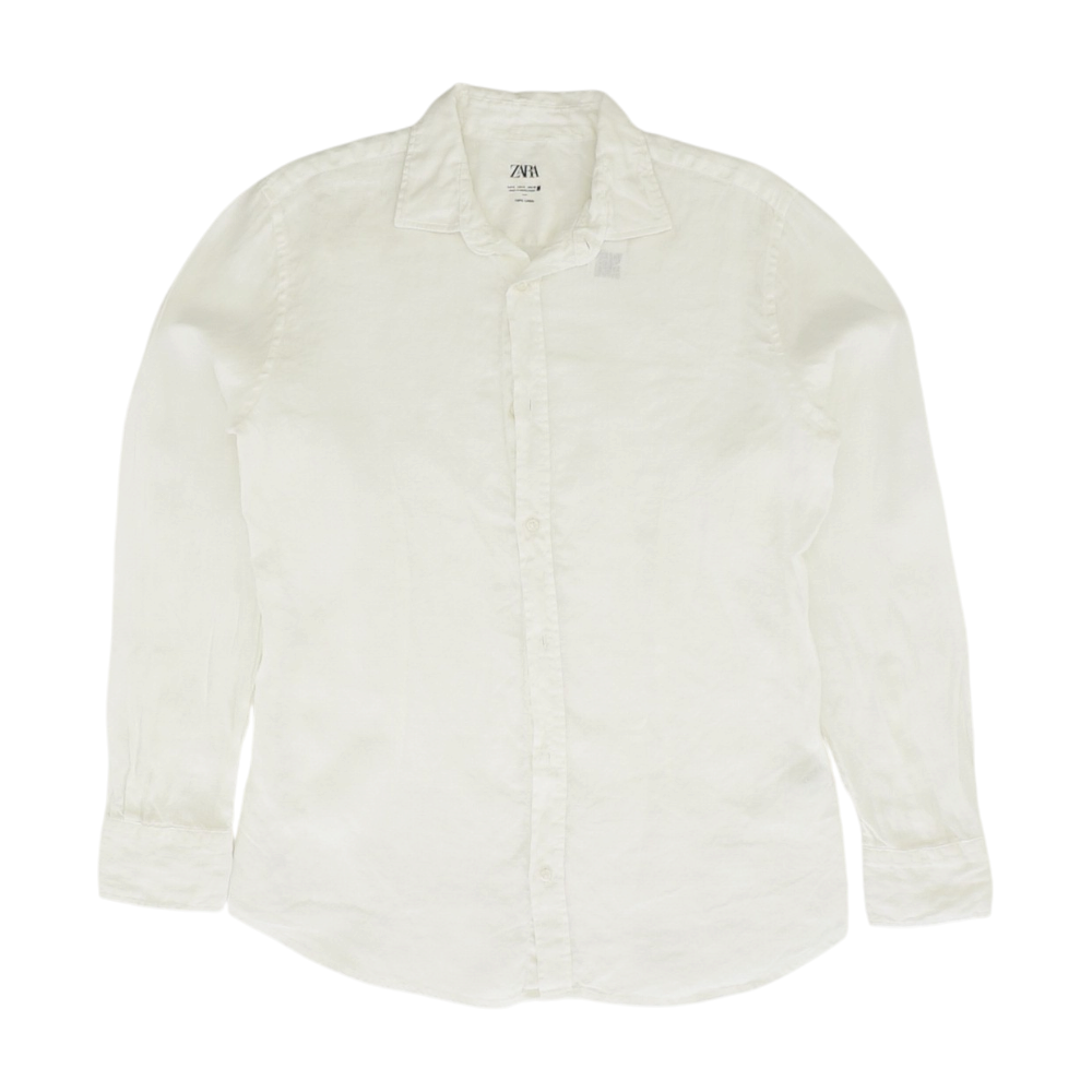 White Solid Long Sleeve Button Down