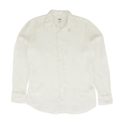 White Solid Long Sleeve Button Down