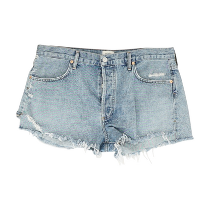 Blue Solid Denim Shorts