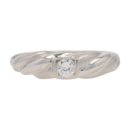 18K White Gold Twist Shank Setting With Small Diamond Promise Ring