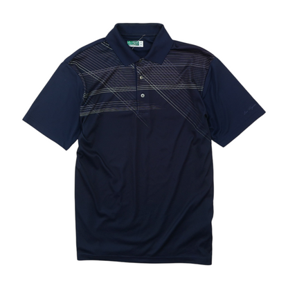 Navy Striped Short Sleeve Polo