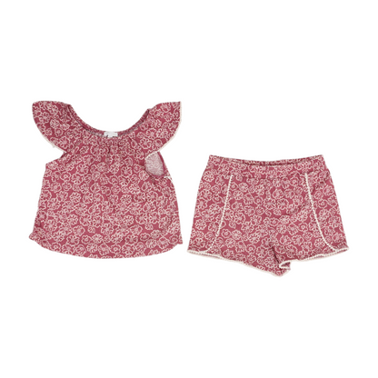Pink Floral Short Sleeve Set