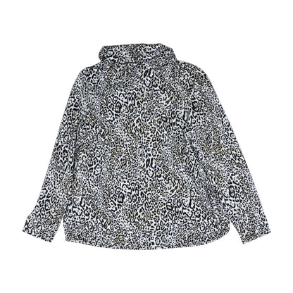 Beige Animal Print Cowl Neck Sweater