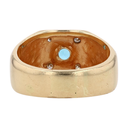 14K Yellow Gold Blue Stone Fashion Ring