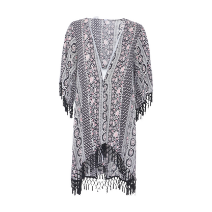 Black Print Cardigan