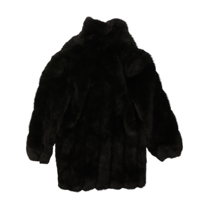 Black Solid Fur Jacket