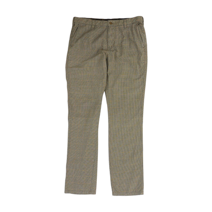 Beige Houndstooth Regular Pants