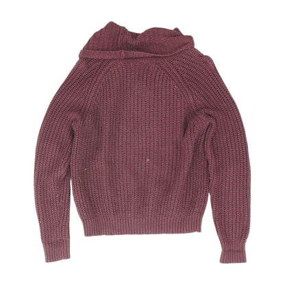 Burgundy Solid Cowl Neck Knit Top