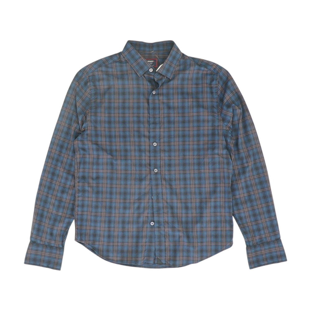 Navy Plaid Long Sleeve Button Down