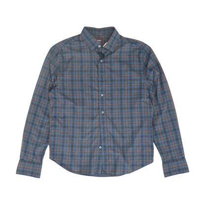 Navy Plaid Long Sleeve Button Down