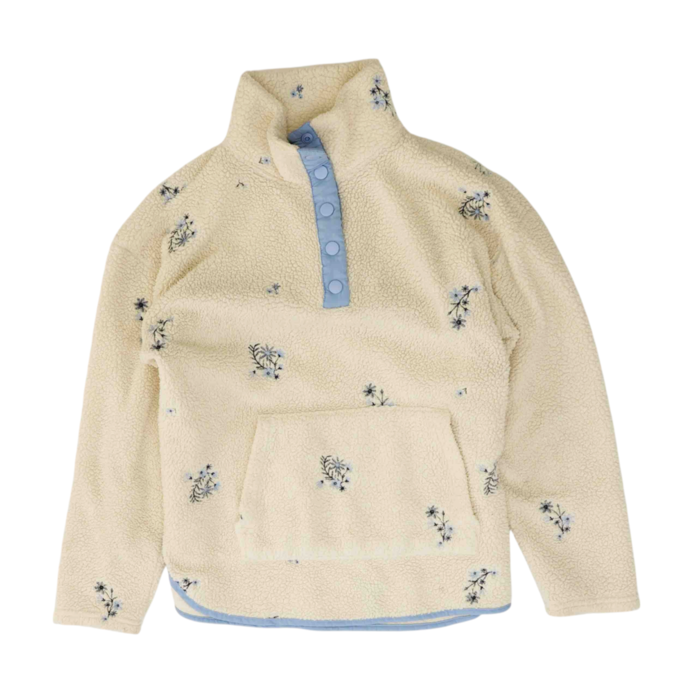 Ivory Floral 1/4 Zip Pullover
