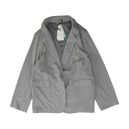 Gray Plus Size Striped Blazer