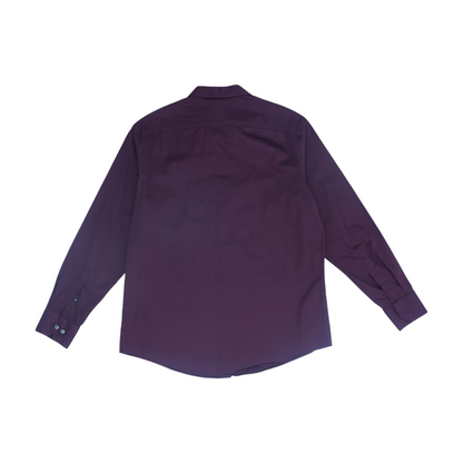 Maroon Solid Long Sleeve Button Down