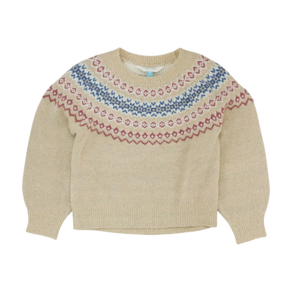 Beige Print Pullover Sweater