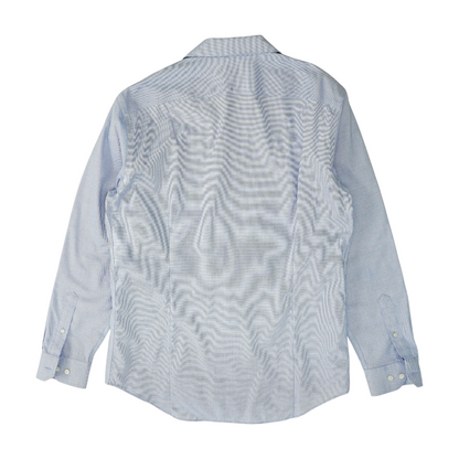 Blue Geometric Long Sleeve Button Down