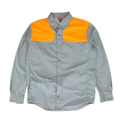 Gray Color Block Long Sleeve Button Down