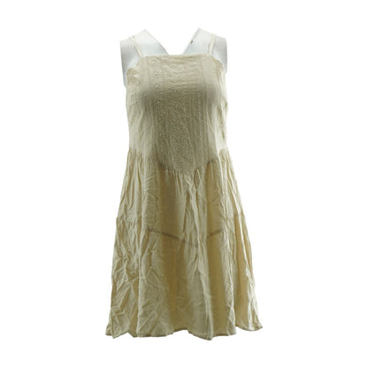 Beige Solid Mini Dress
