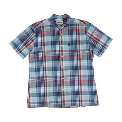 Blue Plaid Short Sleeve Button Down