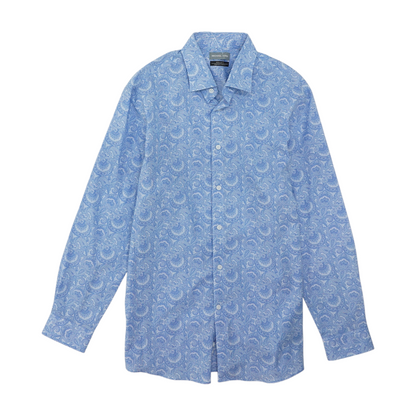 Blue Paisley Long Sleeve Button Down