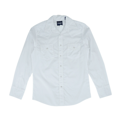 White Solid Long Sleeve Button Down