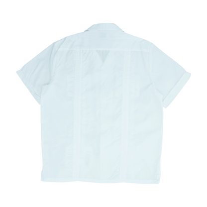 White Solid Short Sleeve Button Down