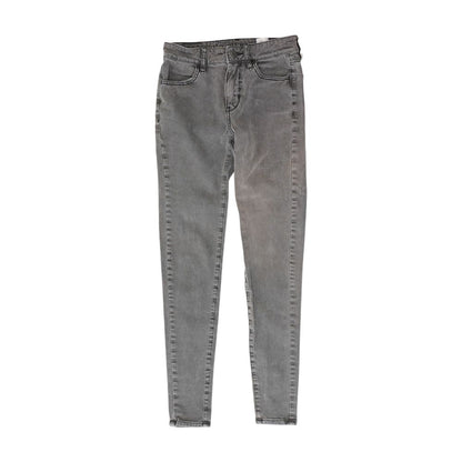 Gray Solid High Rise Jeans