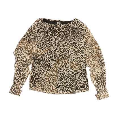 Gray Animal Print Long Sleeve Blouse