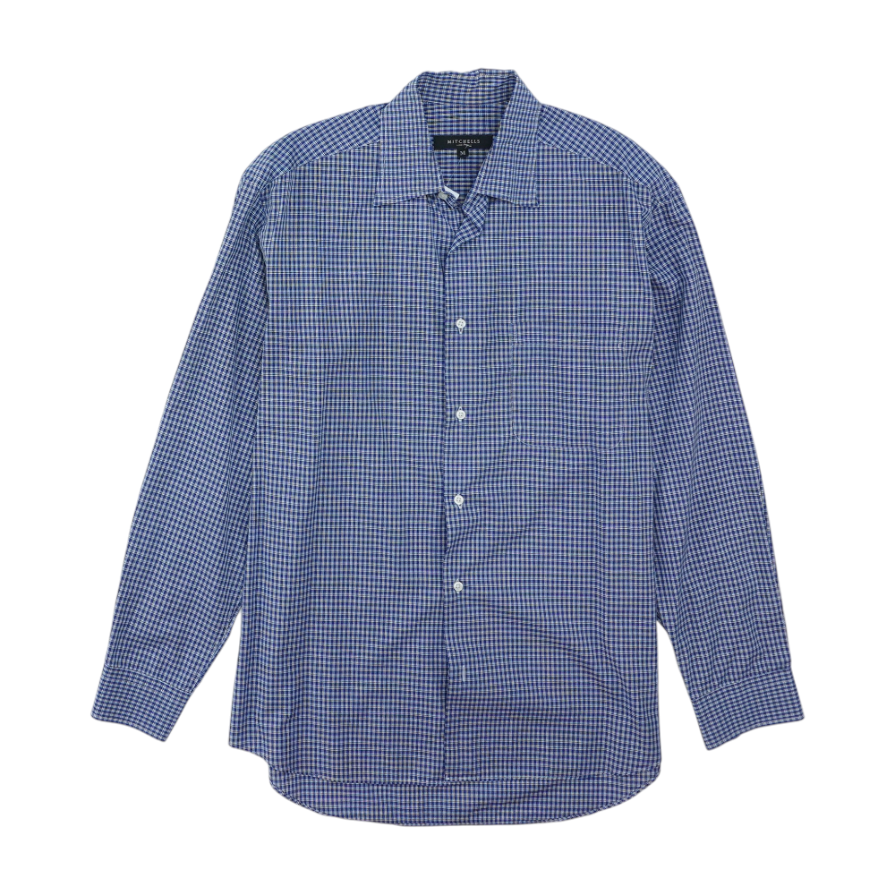 Navy Plaid Long Sleeve Button Down