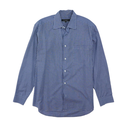 Navy Plaid Long Sleeve Button Down
