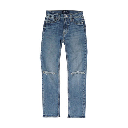 Blue High Rise Straight Leg Jeans