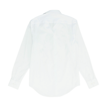 White Solid Long Sleeve Button Down