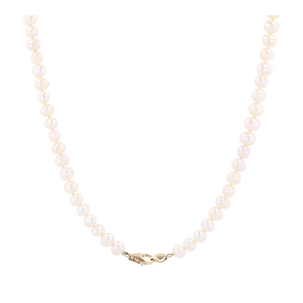 14K Yellow Gold Cultured Pearl Beaded Necklace