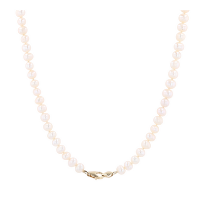 14K Yellow Gold Cultured Pearl Beaded Necklace