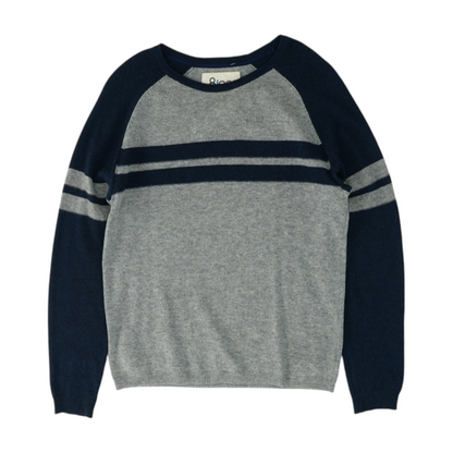Gray Color Block Pullover Sweater