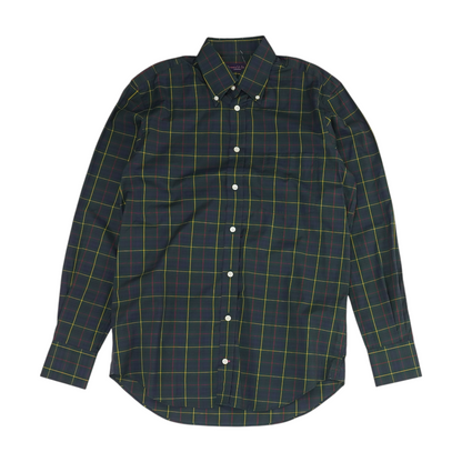 Green Plaid Long Sleeve Button Down