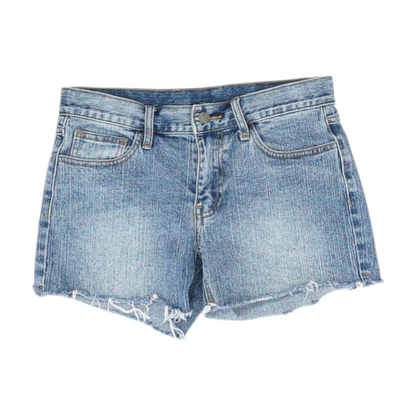Blue Solid Denim Shorts