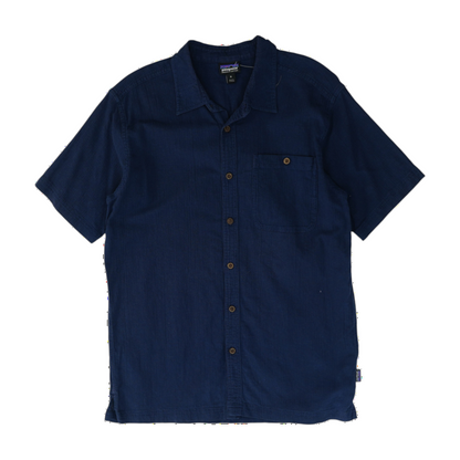 Navy Solid Short Sleeve Button Down
