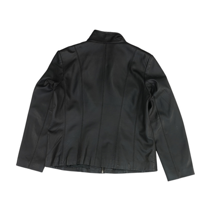 Black Solid Leather Jacket