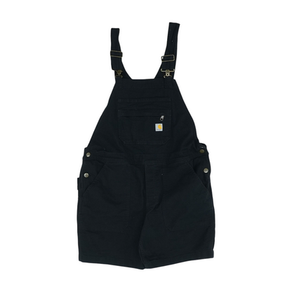 Black Solid Overalls Shorts