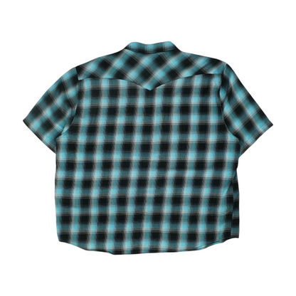 Blue Plaid Short Sleeve Button Down