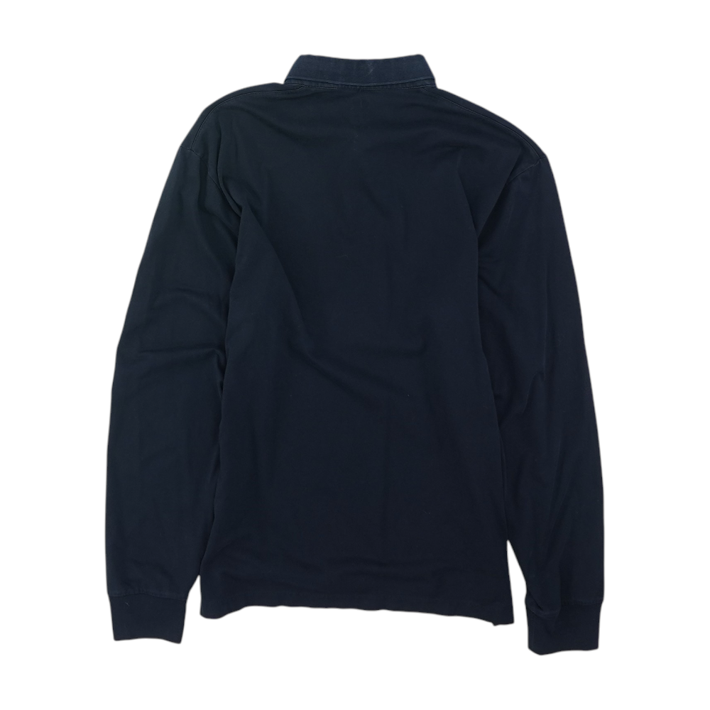 Navy Solid Long Sleeve Polo