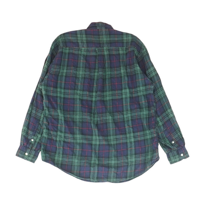 Green Plaid Long Sleeve Button Down