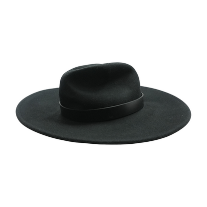 Black Contrast Brim Wool Fedora