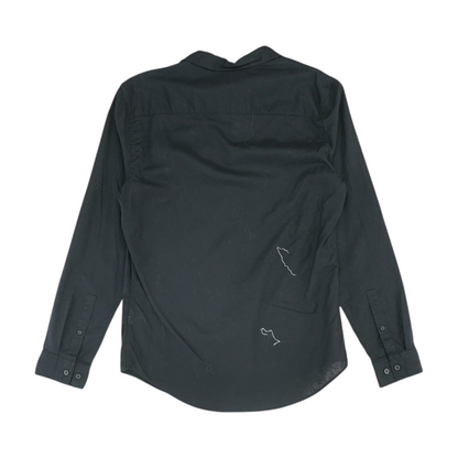 Black Solid Long Sleeve Button Down