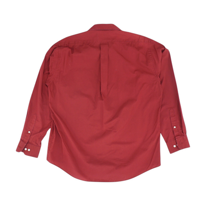 Red Solid Long Sleeve Button Down