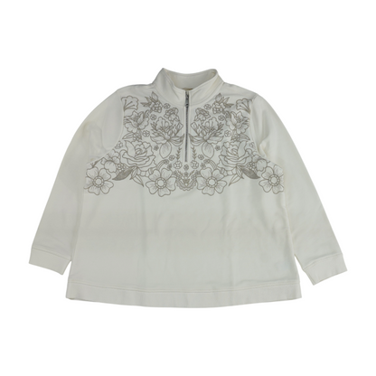 Ivory Plus Floral 1/4 Zip Pullover